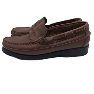 Brown Shoe Brand Men's Brown Leather Slip On Penny Loafers Size 10.5 Cas…